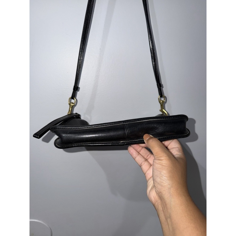 VTG Coach 70's Basic Bag Made in NYC USA Black Leather Clutch Wristlet Crossbody - Picture 5 of 10